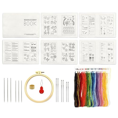 Stickerei-Set für Anfänger: Farbiger Stoff, Regenbogen-Stickerei, kreisförmige Kreuzstichringe, Cutter und Bastelnadeln, wiederverwendbares Nähset mit Anleitung Stickerei-Set für Anfänger: Farbiger Stoff, Regenbogen-Stickerei, kreisförmige Kreuzstichringe, Cutter und Bastelnadeln, wiederverwendbares Nähset mit Anleitung von Genérico