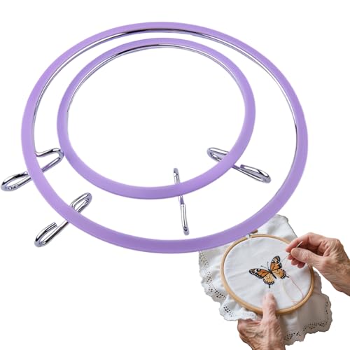 Stickrahmen mit Federspannung, kreisförmiges Rahmen-Set mit verstellbarer Spannung, 2 Stück, verstellbar, Näh- und Bastelzubehör für Bastelprojekte, Weihnachtskränze von Genérico