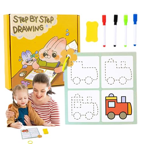 Stift-Kontrollbuch für Kinder von 3 bis 5 Jahren, Reinigen Sie Vorschularbeitsbücher, einfaches Zeichenbuch für Kinder von 3 bis 5, Übungskarte mit Neuheiten-Figur-Stick von Genérico