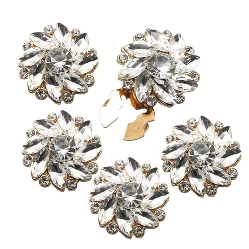 Strass-Knopfbedeckung für Damenblusen | Strassknöpfe | 5 dekorative Strassknöpfe für Hemd, Blumenknöpfe für Damen von Genérico