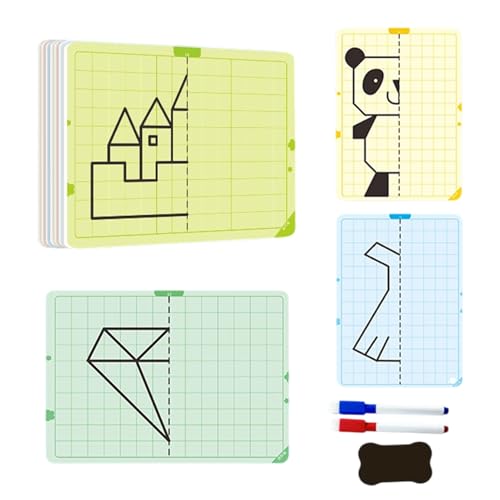 Symmetrie-Zeichenkarte, Tafel mit Rastermuster für Kinder, Entwicklungswerkzeug-Set für und Mädchen Symmetrie-Zeichenkarte, Tafel mit Rastermuster für Kinder, Entwicklungswerkzeug-Set für und Mädchen von Genérico