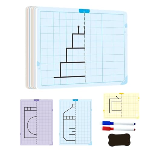 Symmetrie-Zeichnung für Kinder, symmetrische Tafel mit Gittermuster - Entwicklungswerkzeug-Set zum Schreiben von und Mädchen von Genérico