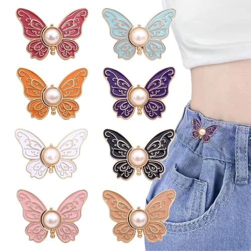 Taillenversteller für Jeans, Druckknöpfe in Schmetterlingsform, 8 Stück, Accessoires aus Legierung, nahtlose Broschen für Kleider, Jacken und Mäntel von Genérico