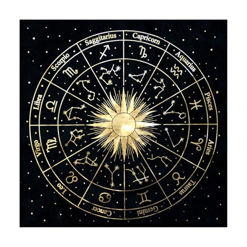 Tarot-Tischdecke, Tarotkarten-Stoff, himmlische Divination von Tableclooth Black TableClooth, himmlischer Samt, Hexerei für die Wahrsagerei und Astrologie der Tarjet von Genérico