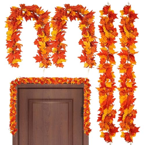 Thanksgiving-Girlande, Set mit 4 Girlanden aus Ahornblättern für Herbstdekoration, saisonale Halloween-Dekoration für Party, Haus, Wohnzimmer von Genérico