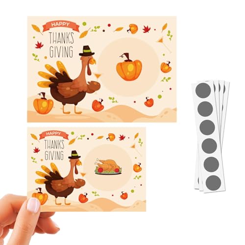 Türkische Kratzscheine, Thanksgiving-Tickets, 48 x Tickets für die dankbare Rifa, Familienessen, Thanksgiving-Spiele für Kinder und Erwachsene von Genérico