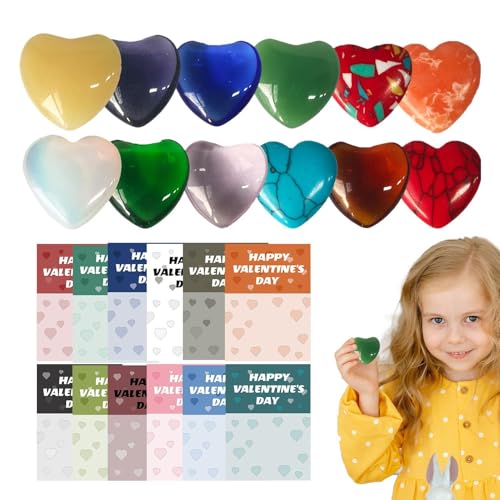 Valentinstagsgeschenk für Kinder, Valentine Exchange mit Edelsteinen im Herzen, 24 x Liebeskristalle für Kinder Valentinstagsgeschenk für Kinder, Valentine Exchange mit Edelsteinen im Herzen, 24 x Liebeskristalle für Kinder von Genérico