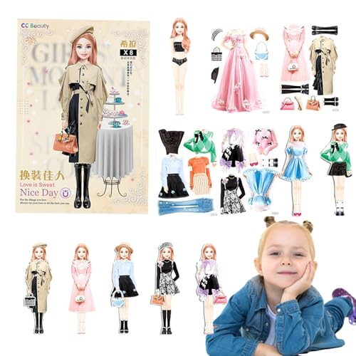 Verkleiden des Spiels – Box-Stil, Teile mit Magnetverschluss, tragbare Papierpuppe mit modischen Schnittblättern, fantasievolle Aktivität für und Mädchen von Genérico