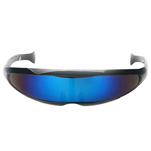 Verspiegelte Sonnenbrille – Futuristische leichte Weltraumbrille, schmale Cyclops-Sonnenbrille, schmale und schmale Cyclops-Sonnenbrille | Roboterraum-Kostüm mit reflektierenden Gläsern von Genérico