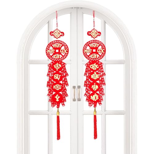 Vietnamese Mond New Year Decoration Couplets - Mond New Year Red Quaste Couplets, Vietnamese Red Knot Quaste Couplets | Orientalische rote Knotenfederkette für asiatische Feiertage Vietnamese Mond New Year Decoration Couplets - Mond New Year Red Quaste Couplets, Vietnamese Red Knot Quaste Couplets | Orientalische rote Knotenfederkette für asiatische Feiertage von Genérico