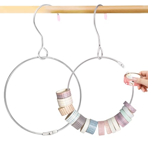 Washi Tape Storage Ring, D-Shaped Stainless Steel Ring für einfache Organisation | 2 x Outdoor Recreation, vielseitiges Washi-Klebeband, Hängender Halter für Krawatten, Mesh, Tape, Schlüssel von Genérico