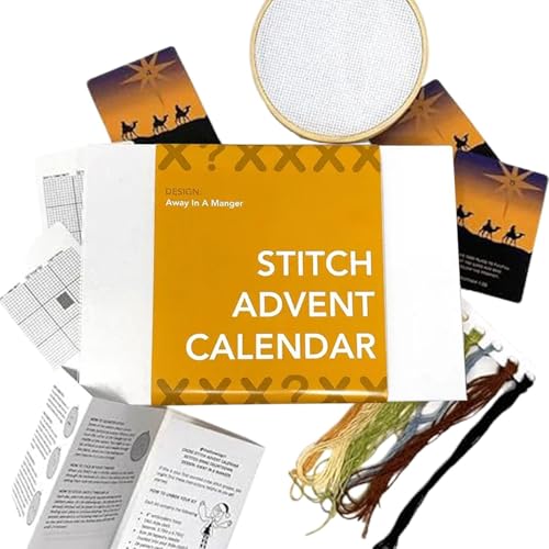Weihnachts-Stickerei-Adventskalender, Stick-Countdown-Kalender – 24-Tage-Stickerei-Dekoration, Zubehör für Stickereien für Anfänger und Liebhaber Weihnachts-Stickerei-Adventskalender, Stick-Countdown-Kalender – 24-Tage-Stickerei-Dekoration, Zubehör für Stickereien für Anfänger und Liebhaber von Genérico