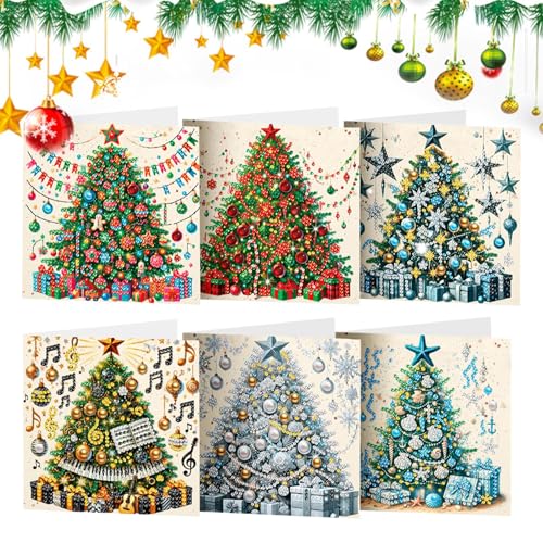Weihnachtskarten mit Diamantmalerei, Weihnachtskarten-Set, Weihnachtsbaumkarte, bunte Weihnachtskarten, Weihnachtskarten mit Umschlägen Weihnachtskarten mit Diamantmalerei, Weihnachtskarten-Set, Weihnachtsbaumkarte, bunte Weihnachtskarten, Weihnachtskarten mit Umschlägen von Genérico
