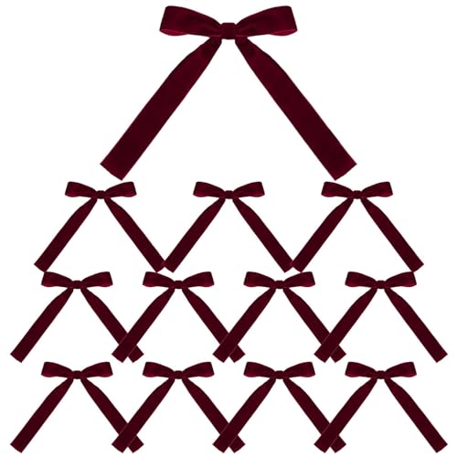Weihnachtsschleife aus Samt, 12 Stück, rustikale Samtschleifen, 12 Stück, 12,7 x 17,8 cm, Weihnachtsschleifen für Kränze, Weihnachtsbaumschmuck von Genérico