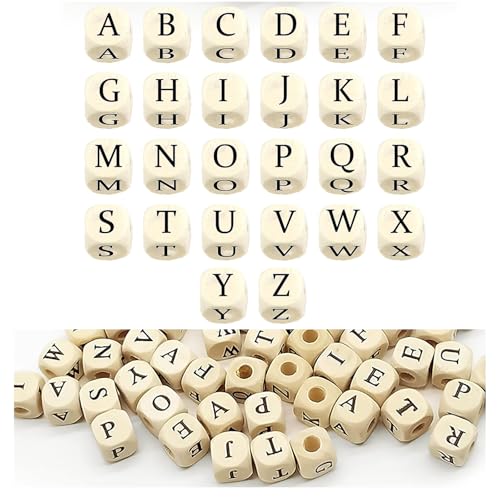 100 Stück Holzbuchstaben Perlen, 10mm Buchstabenperlen Holz, A-Z Alphabet Buchstabenwürfel Holz, Inklusive 10 passenden Schnüren, für DIY Schmuck, Armbänder, Schlüsselanhänger und Dekorationen 100 Stück Holzbuchstaben Perlen, 10mm Buchstabenperlen Holz, A-Z Alphabet Buchstabenwürfel Holz, Inklusive 10 passenden Schnüren, für DIY Schmuck, Armbänder, Schlüsselanhänger und Dekorationen von Générique