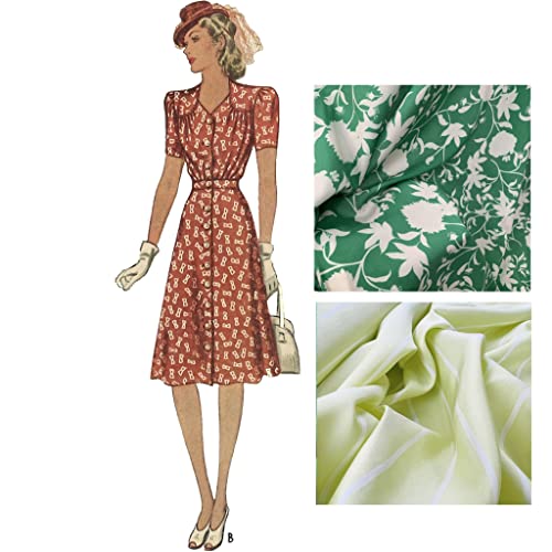 1940er-Jahre-Muster, vielseitiges zweiteiliges Kleid mit Oberteil und Rock – 84 cm – 110,5 cm von Générique