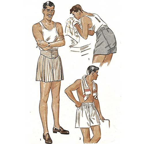 1940er Jahre Schnittmuster Herren Jockeyshorts Boxershorts - Taille: 91,4 cm von Générique