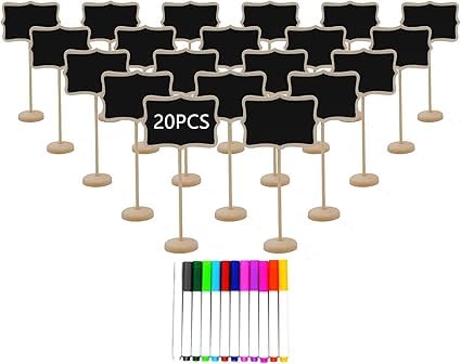 20 Stück Mini-Kreidetafeln aus Holz mit Staffelei, Lebensmittel-Etiketten für Partybuffet, Tafel für Nachrichtenschilder, Hochzeitstischkarten, besondere Veranstaltungsdekorationen 20 Stück Mini-Kreidetafeln aus Holz mit Staffelei, Lebensmittel-Etiketten für Partybuffet, Tafel für Nachrichtenschilder, Hochzeitstischkarten, besondere Veranstaltungsdekorationen von Générique