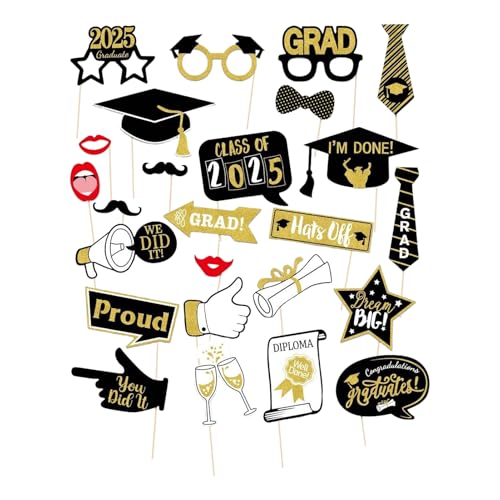 2025 Graduation Party Dekorationen, 2025 Abschlussfeier Tischdekorationen | 25 Stück Abschlusszubehör - Events und Partybedarf für den Ball, Photobooth, c 2025 Graduation Party Dekorationen, 2025 Abschlussfeier Tischdekorationen | 25 Stück Abschlusszubehör - Events und Partybedarf für den Ball, Photobooth, c von Générique