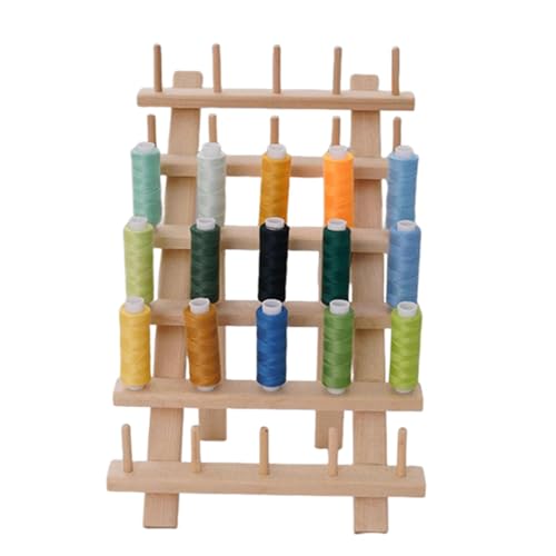 30 Spulen mit Gewinde – Spulenhalterung mit Wandhaken | Organizer für Garnhalter aus Holz, faltbar zum Entfernen von Stickereien | Aufbewahrungsorganizer für Rollen von Générique