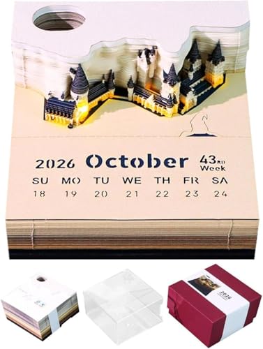 3D-Kalender 2026 – Magisches Schloss mit Beleuchtung, abnehmbarer Notizblock und Stifthalter für Schule oder Büro 3D-Kalender 2026 – Magisches Schloss mit Beleuchtung, abnehmbarer Notizblock und Stifthalter für Schule oder Büro von Générique
