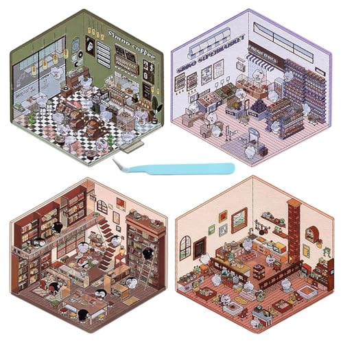 3D-Szenen-Aufkleber zum Selbermachen | 4 Stück Anti-Stress-Aufkleber Scrapbooking | niedliche Dekoration für Telefon, Computer, Buchhalter, Schule, Handarbeit 3D-Szenen-Aufkleber zum Selbermachen | 4 Stück Anti-Stress-Aufkleber Scrapbooking | niedliche Dekoration für Telefon, Computer, Buchhalter, Schule, Handarbeit von Générique