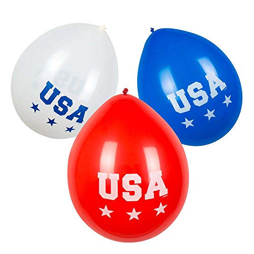 Boland 44962 - Latex Ballons USA, 6 Stück, Größe ca. 25 cm, 3 Motive sortiert, Amerika, Luftballon, Hängedeko, Dekoration für Geburtstag, Gartenparty, Mottoparty von Boland
