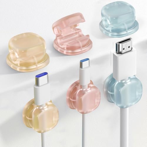 6 Stück Kabelclips, Kabel-Organizer, selbstklebende Kabelhalterung, magnetische Kabelhalterung, für Büro, Nachttisch, Ladekabel, HDMI, USB (blau) von Générique