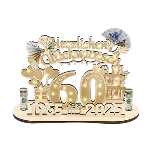 60th Birthday Tischdekoration, Holztafel-Display, 24,5 x 14,9 cm, für Büro, Gästebuch, Alternative, Home Celebration Centerpiece 60th Birthday Tischdekoration, Holztafel-Display, 24,5 x 14,9 cm, für Büro, Gästebuch, Alternative, Home Celebration Centerpiece von Générique