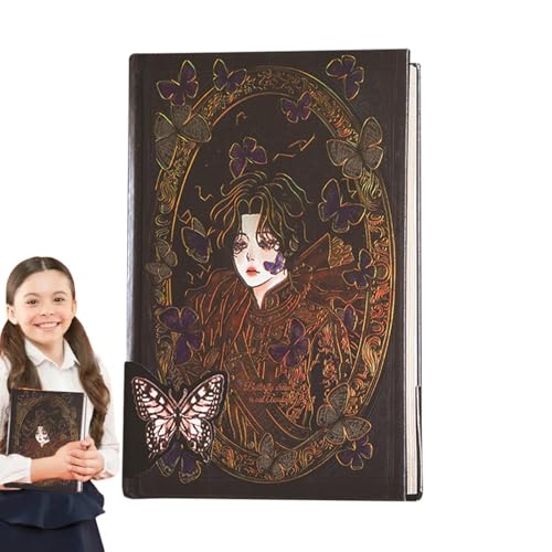 Ästhetisches Notizbuch, goth Tagebuch | Gothic Stil Hot Stamping Beautiful Illustration Retro Handbuch | Vintage Notizblock für Frauen Goth Journal, Schulbürobedarf, Halloween Notizblock, 256 P von Générique