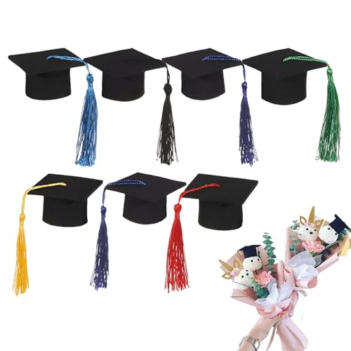Abschlusshut Toppers Abschlusshut Dekorationen – 7 x Graduierung von Bierbier Deko mit Quasten – Foto-Requisiten – Miniaturhut für den Kindergarten von Générique
