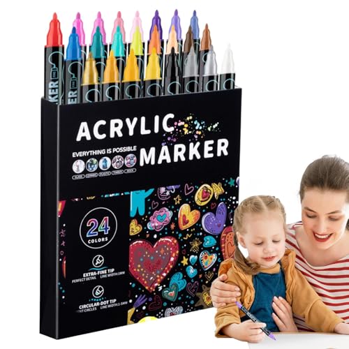 Acrylfarbenmarker – Bunte Marker mit Doppelspitze | Wasserlösliche Acrylfarbenmarker mit feinen Rundspitzen für Felsen, Leinwand, Keramik, Holz für Künstler und Leidenschaft Acrylfarbenmarker – Bunte Marker mit Doppelspitze | Wasserlösliche Acrylfarbenmarker mit feinen Rundspitzen für Felsen, Leinwand, Keramik, Holz für Künstler und Leidenschaft von Générique
