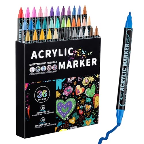 Acrylfarbenstifte – Aquarellstifte und Marker für Holz, Leinwand, Felsmalerei | Steinoberflächen, Bastel-Acrylmarker, doppelseitige Stifte zum Zeichnen von Büchern Acrylfarbenstifte – Aquarellstifte und Marker für Holz, Leinwand, Felsmalerei | Steinoberflächen, Bastel-Acrylmarker, doppelseitige Stifte zum Zeichnen von Büchern von Générique