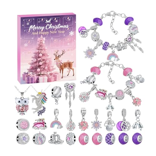 Adventskalender | Adventskalender für Kinder, 24 Tage kleine Weihnachtsgeschenke, Partybevorzugungen, Set D Zubehör Armband Schmuckherstellungsset für Jugendliche Mädchen von Générique