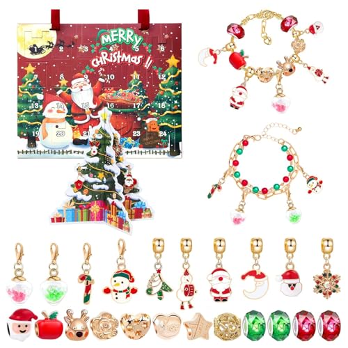 Adventskalender Weihnachtsschmuck, Armbänder, 24 Tage, bezaubernde Perlen, Countdown-Kalender 2025 – Werkstatt zur Schmuckherstellung für Anfänger, Mädchen, Jugendliche, Frauen, Schulparty von Générique