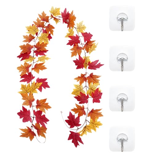 Ahorngirlande, Herbstkranz für Haustür, Girlande aus künstlichen Ahornblättern für die Dekoration des Bauernhofs, Halloween, Kaminsims, Schlafzimmer, Thanksgiving von Générique