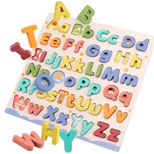 Alphabet-Puzzle aus Holz – Großbuchstaben und Kleinbuchstaben – interaktives sensorisches Brett mit Blöcken für Jungen Mädchen Haus Kindergarten Alphabet-Puzzle aus Holz – Großbuchstaben und Kleinbuchstaben – interaktives sensorisches Brett mit Blöcken für Jungen Mädchen Haus Kindergarten von Générique