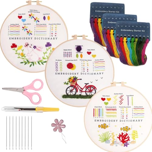 Anfänger-Set, Stickset für Erwachsene, Anfänger, Handstempeltrainings-Set mit Reifen, Bastelbedarf mit Schere, Netz, Ripper für Zuhause Anfänger-Set, Stickset für Erwachsene, Anfänger, Handstempeltrainings-Set mit Reifen, Bastelbedarf mit Schere, Netz, Ripper für Zuhause von Générique