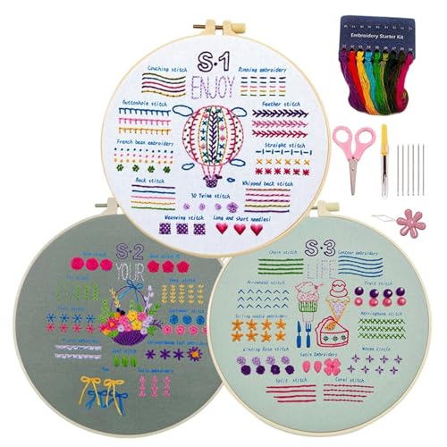 Anfänger-Stickset für Erwachsene, Anfänger-Stickset, 3 Sets Hand-Kreuzstich-Set, Nadelstich-Kits, Stickset für zu Hause, Stickset für Anfänger Anfänger-Stickset für Erwachsene, Anfänger-Stickset, 3 Sets Hand-Kreuzstich-Set, Nadelstich-Kits, Stickset für zu Hause, Stickset für Anfänger von Générique