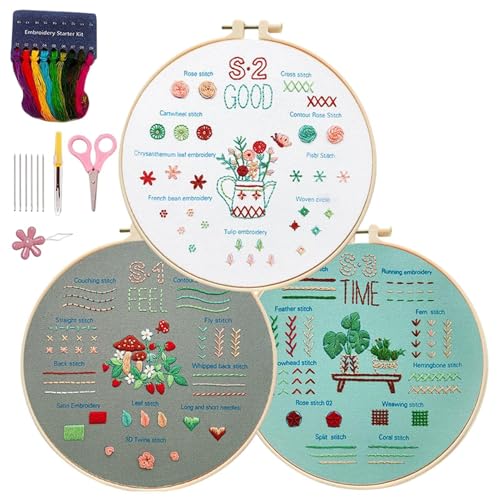 Anfänger-Stickset für Erwachsene, Anfänger-Stickset | 3 Sets Kreuzstich-Kits für Anfänger, Stickset zu Hause, Schritt-für-Schritt-Anleitung, Nähset für a Anfänger-Stickset für Erwachsene, Anfänger-Stickset | 3 Sets Kreuzstich-Kits für Anfänger, Stickset zu Hause, Schritt-für-Schritt-Anleitung, Nähset für a von Générique