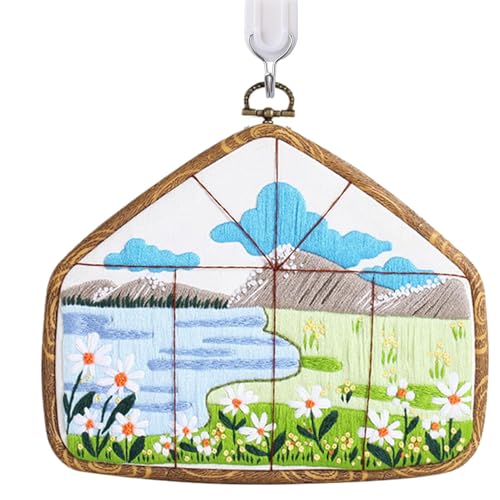 Anfänger-Stickset für Erwachsene, Stickset für Erwachsene Anfänger | Landschaft außerhalb des Fensterhand-Sticksets für Fenster, Dekoration für Ferienhaus, Stickset Anfänger-Stickset für Erwachsene, Stickset für Erwachsene Anfänger | Landschaft außerhalb des Fensterhand-Sticksets für Fenster, Dekoration für Ferienhaus, Stickset von Générique
