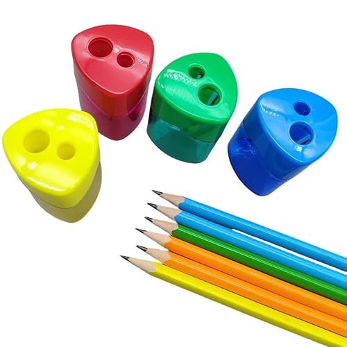 Anspitzer mit Behälter, Anspitzer mit Box, Anspitzer mit kleinem Behälter, Anspitzer für Make-up, Spänebehälter, Anspitzer mit Doppelloch und manueller Messerschärfer (4 Stück) (Ellipse) von Générique