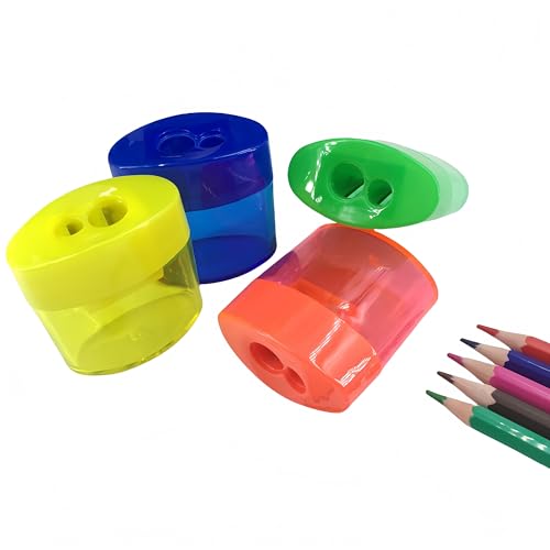 Anspitzer mit Behälter, Anspitzer mit Box, Anspitzer mit kleinem Behälter, Anspitzer für Make-up, Spänebehälter, Anspitzer mit Doppelloch und manueller Messerschärfer (4 Stück) (Ellipse) von Générique