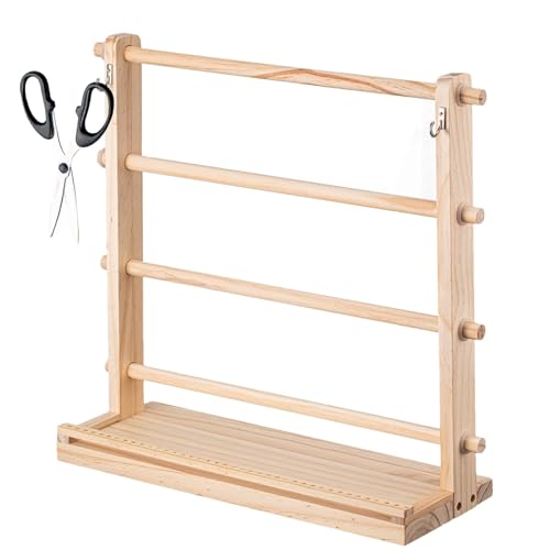 Aufbewahrungsständer aus Holz, 4 Ebenen, Organizer für Spulenhalter, für Näharbeiten, Bandspulenhalterung von Générique