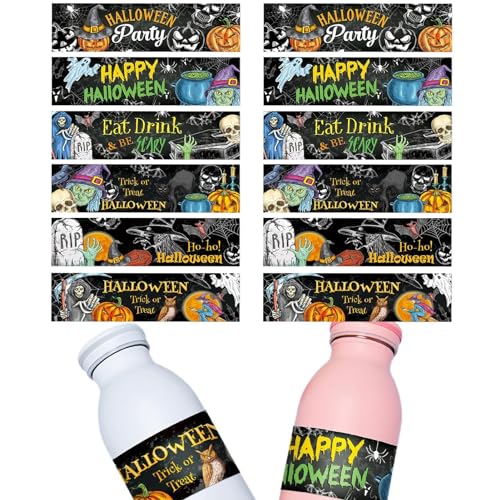 Aufkleber für Halloween-Wasserflaschen, Halloween-Wasserflaschen, Happy Halloween, wasserdichte Verpackungen, 12 Stück, Hallowe-Party-Dekoration Aufkleber für Halloween-Wasserflaschen, Halloween-Wasserflaschen, Happy Halloween, wasserdichte Verpackungen, 12 Stück, Hallowe-Party-Dekoration von Générique