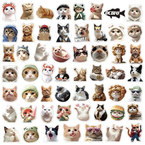 Aufkleber für Katzen, Katzen-Aufkleber für Trinkflaschen – 50 dekorative Aufkleber für Zubehör und Bürobedarf Aufkleber für Katzen, Katzen-Aufkleber für Trinkflaschen – 50 dekorative Aufkleber für Zubehör und Bürobedarf von Générique