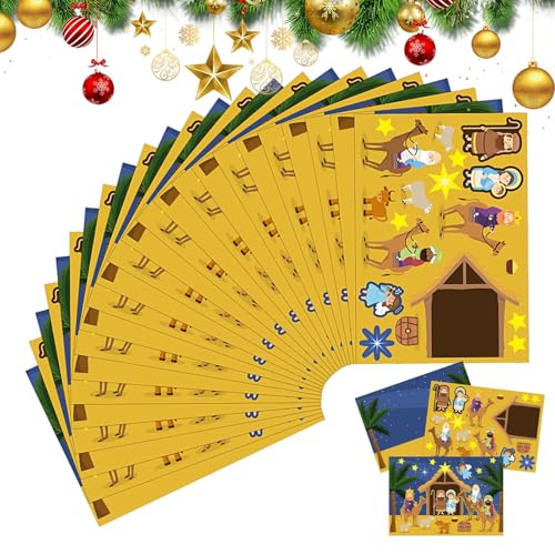Aufkleber für Weihnachtskrippe | Krippenszene Jesus niedliche Aufkleber | Bastelset 12 Kunstprojekte Party Karten Aufkleber für Weihnachtskrippe | Krippenszene Jesus niedliche Aufkleber | Bastelset 12 Kunstprojekte Party Karten von Générique