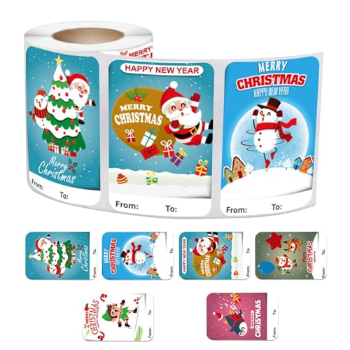 Aufkleber für Weihnachtsnamen, selbstklebend, Weihnachtsetiketten – 250 x selbstklebende Etiketten für Weihnachten, Cartoon, dekorativ, beschreibbar, schöne Geschenke von Générique