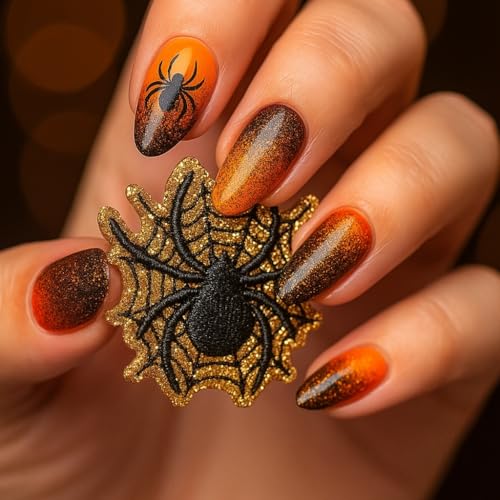 Aufnäher zum Aufbügeln, schwarze Spinne auf goldfarbenem Stoff, mit Pailletten, bestickt, dekorativ, für Kleidung, Taschen, Jeans – zum Aufbügeln für DIY, Halloween & Personalisierung Aufnäher zum Aufbügeln, schwarze Spinne auf goldfarbenem Stoff, mit Pailletten, bestickt, dekorativ, für Kleidung, Taschen, Jeans – zum Aufbügeln für DIY, Halloween & Personalisierung von Générique