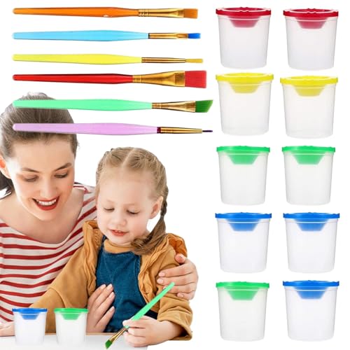 Auslaufsichere Farbbecher und Pinsel, auslaufsichere Farbbecher | Transparente Farbtöpfe mit Pinseln – Tragbare Farbbecher für Kunstunterricht, Zuhause, Eco Auslaufsichere Farbbecher und Pinsel, auslaufsichere Farbbecher | Transparente Farbtöpfe mit Pinseln – Tragbare Farbbecher für Kunstunterricht, Zuhause, Eco von Générique